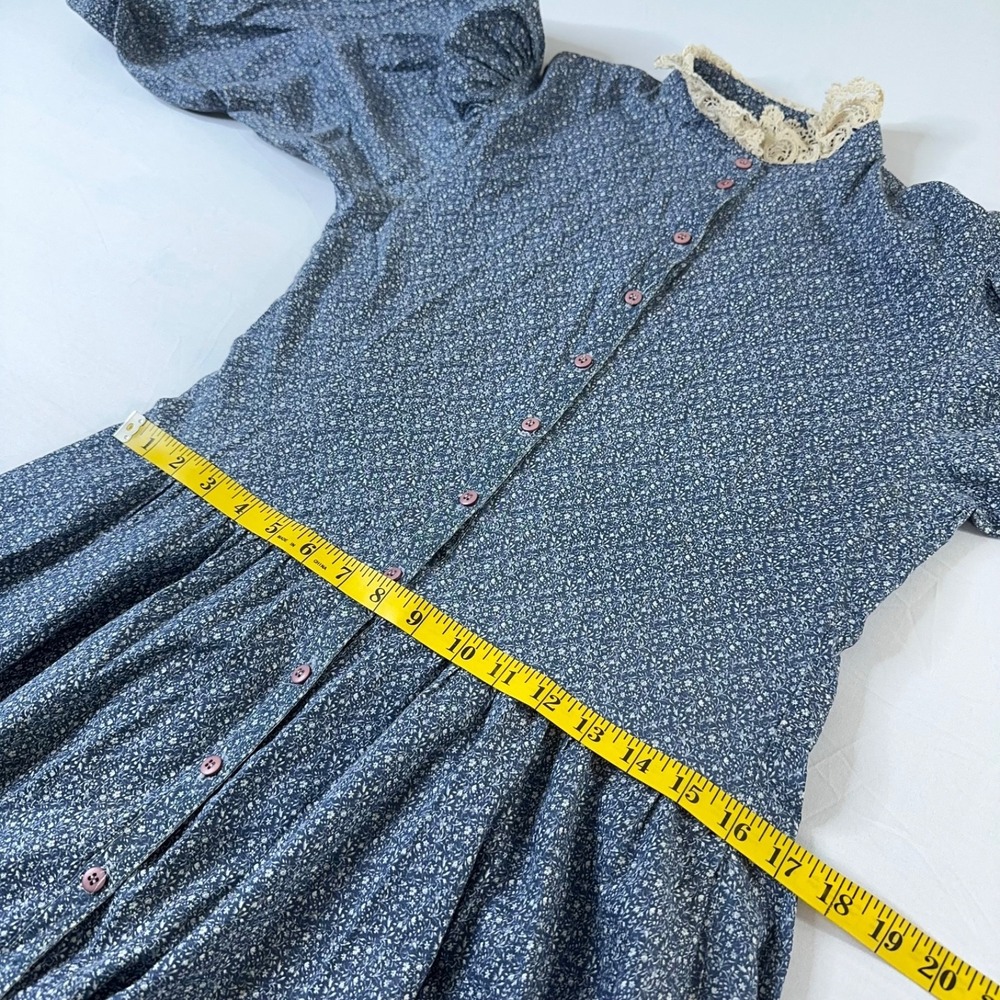Vintage Jessica McClintock Cottage Prairie Dress Sz XS Floral Lace Button Front - Picture 3 of 10